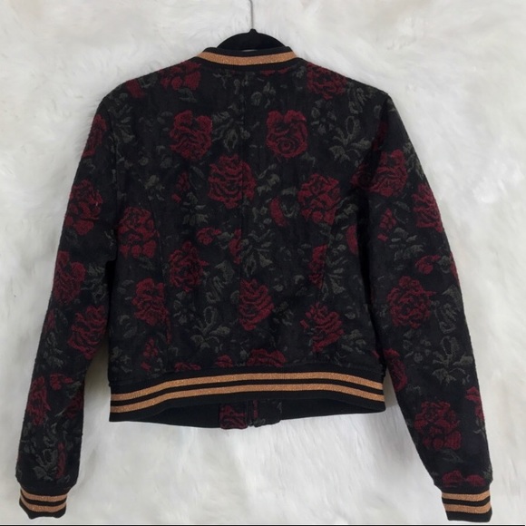 Sanctuary Red Black Floral Bomber Jacket - Picture 4 of 7